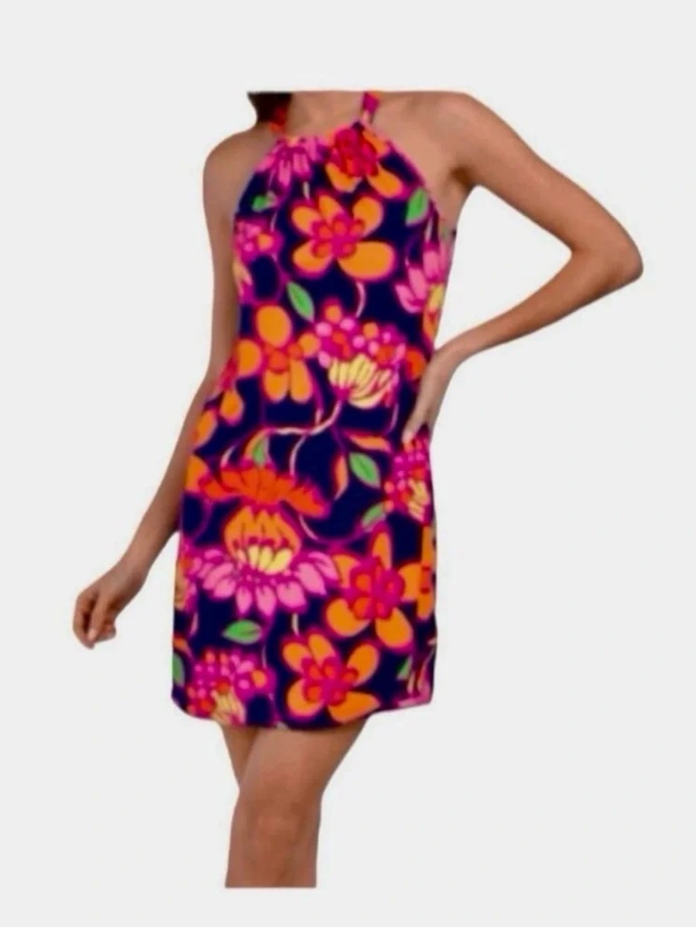 Trina Turk Juju Halter Midi Dress Bold Floral  XS